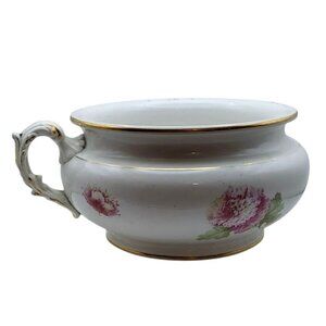 Antique Porcelain Peony Floral Chamber Pot With Gold Trim Knowles Taylor Knowles
